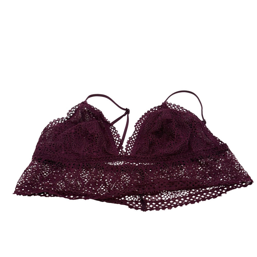 Victoria's Secret Plum Purple Lace Longline Bralette Small 344744-GG2